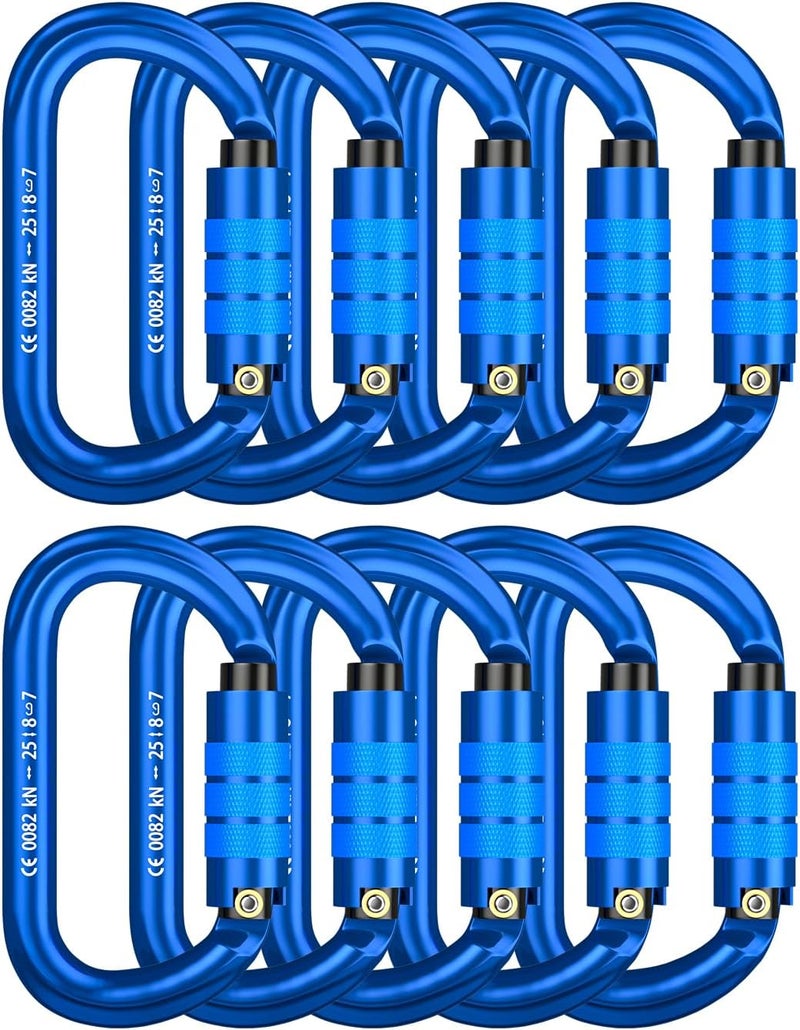 FVW CE Certified Auto Locking Climbing Carabiners, Professional 25KN (5620 lbs) Heavy Duty Caribeaners for Rappelling Swing Rescue & Gym etc, Large D-Shaped Carabiners - Image 1